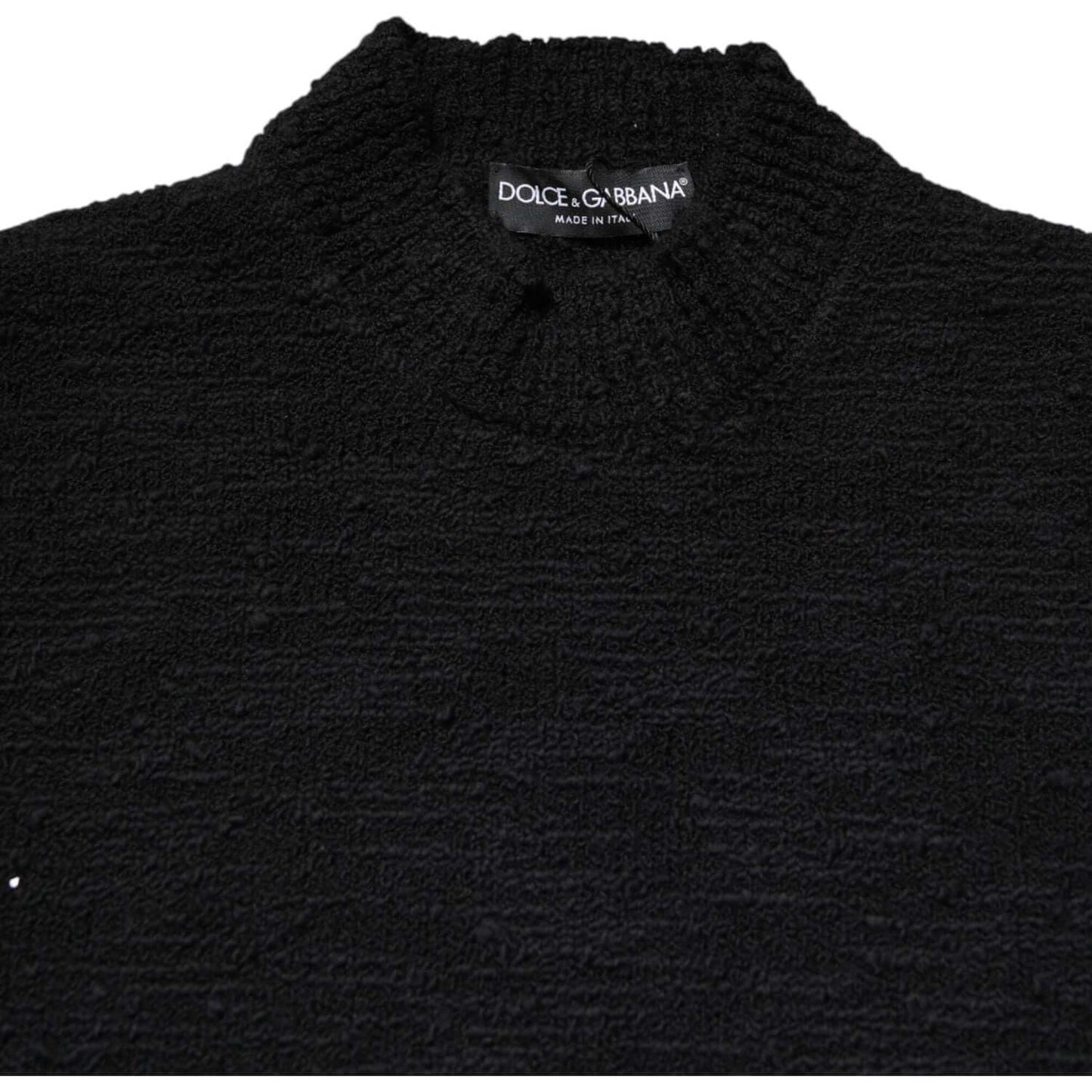 Dolce & Gabbana Black Wool Knit Crew Neck Pullover Sweater