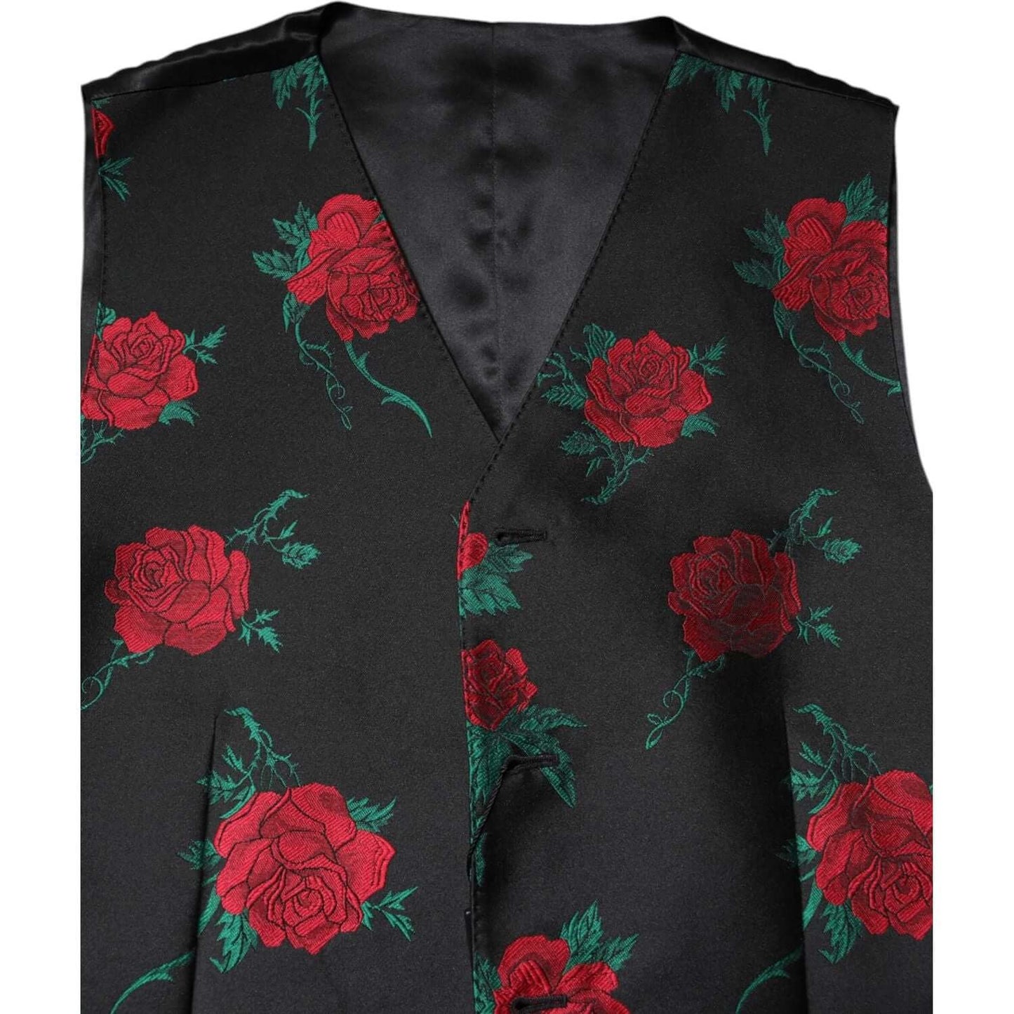 Dolce & Gabbana Red Floral Brocade Formal Men Waistcoat Vest TSH90471-48