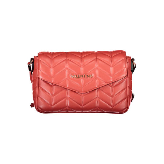 Mario Valentino Red Polyethylene Handbag with adjustable strap, contrasting details, logo, and zip closure, made from recycled materials.