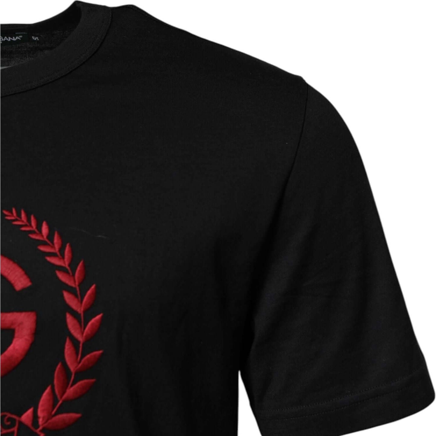 Dolce & Gabbana Black Cotton Embroidered Crew Neck T-shirt