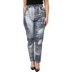 Dolce & Gabbana Blue Washed Print High Waist Denim Jeans