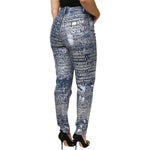 Dolce & Gabbana Blue Washed Print High Waist Denim Jeans