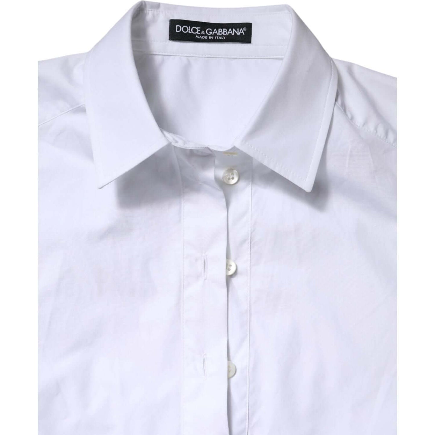 Dolce & Gabbana White Cotton Short Sleeves Collared Polo Top