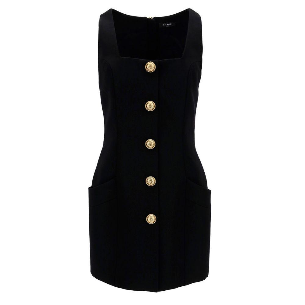 Balmain Black Wool Women's Dress BA-15440-IT40|S