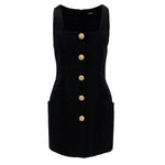 Balmain Black Wool Women's Dress BA-15440-IT40|S