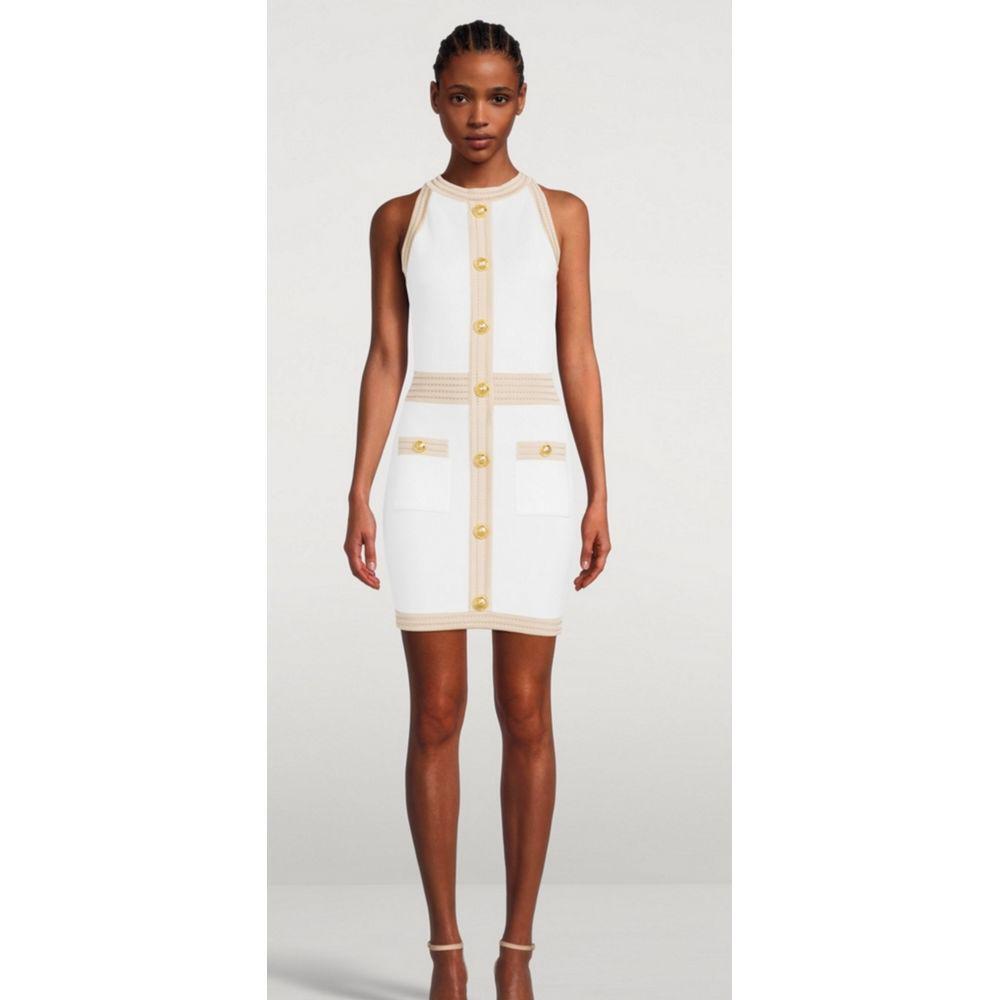 Balmain White Viscose Women's Dress BA-15441-IT38|XS