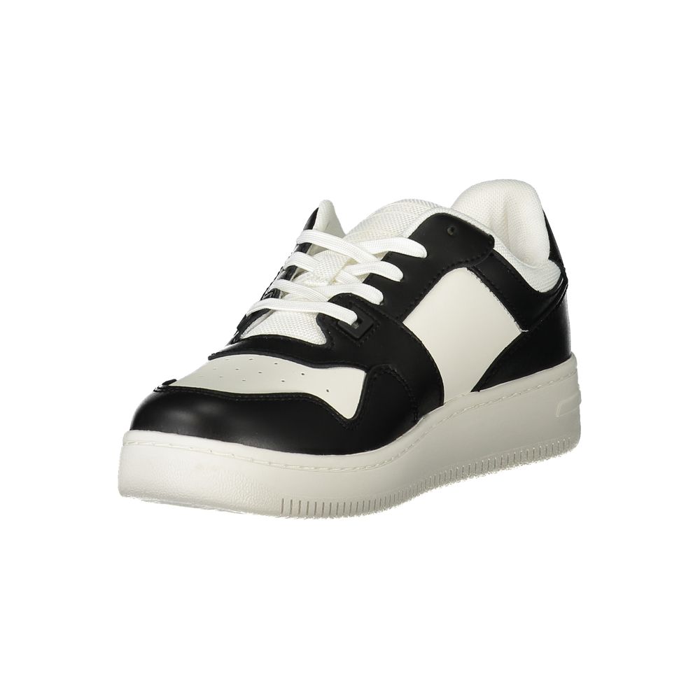 Tommy Hilfiger White Polyethylene Women Sneaker with black accents and removable footbed for customizable comfort.
