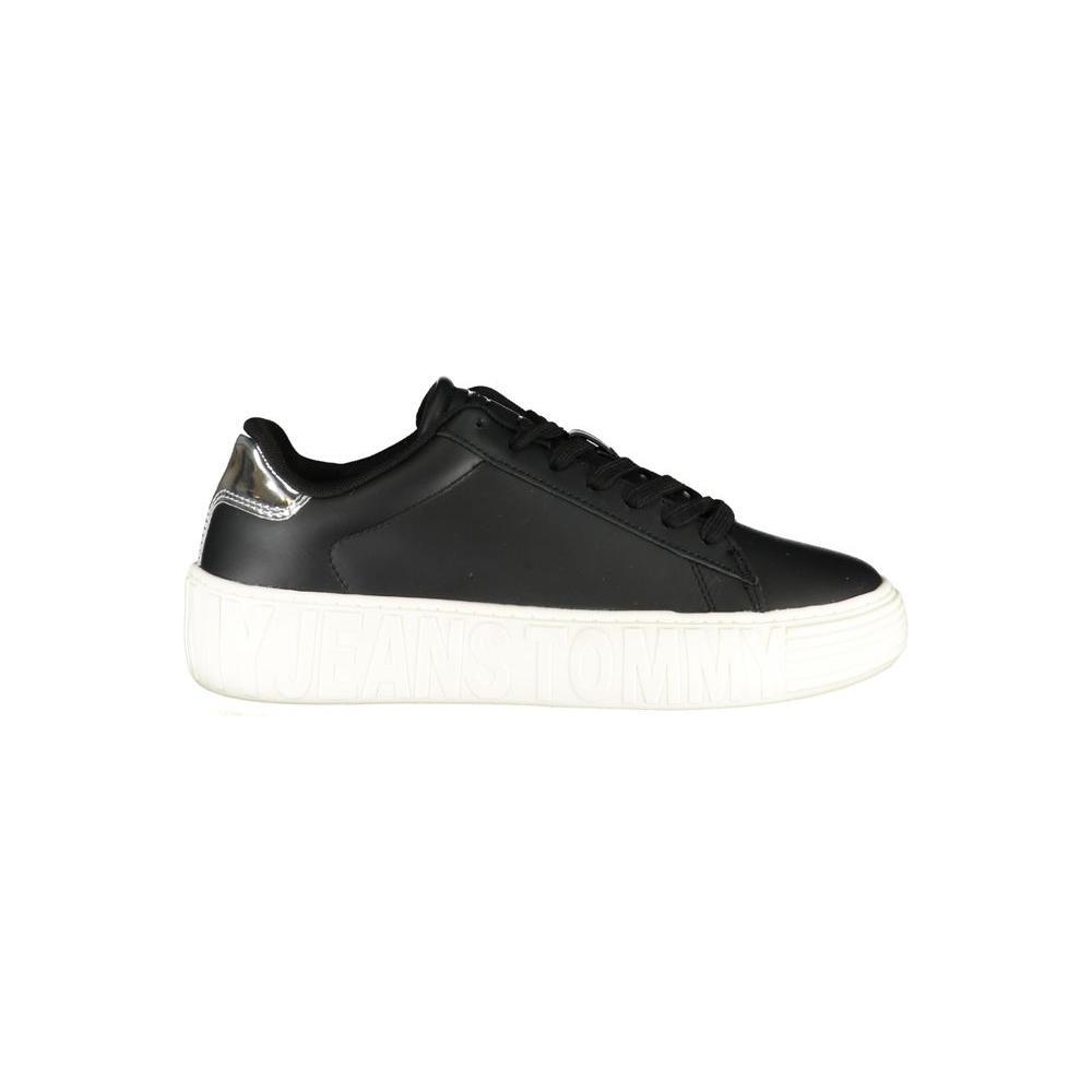 Tommy Hilfiger Black Leather Women Sneaker