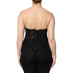 Dolce & Gabbana Black Cotton Floral Lace Corset Bustier Top