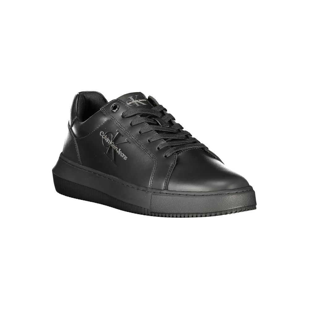 Calvin Klein Black Polyester Sneaker with laces, print, contrasting details, removable footbed, logo, eco-friendly materials.