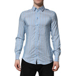 Dolce & Gabbana Blue Striped MARTINI Long Sleeves Dress Shirt