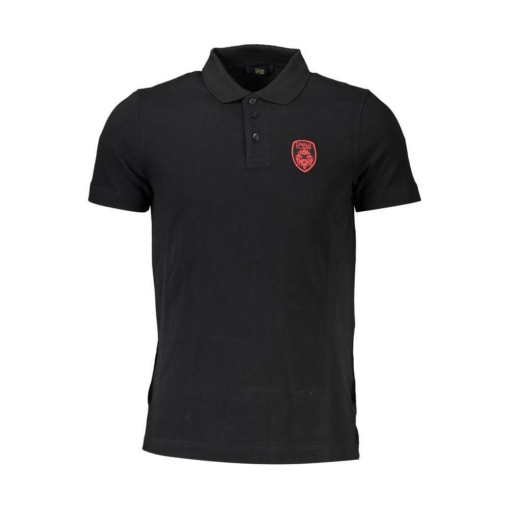 Cavalli Class Black Cotton Men Polo Shirt