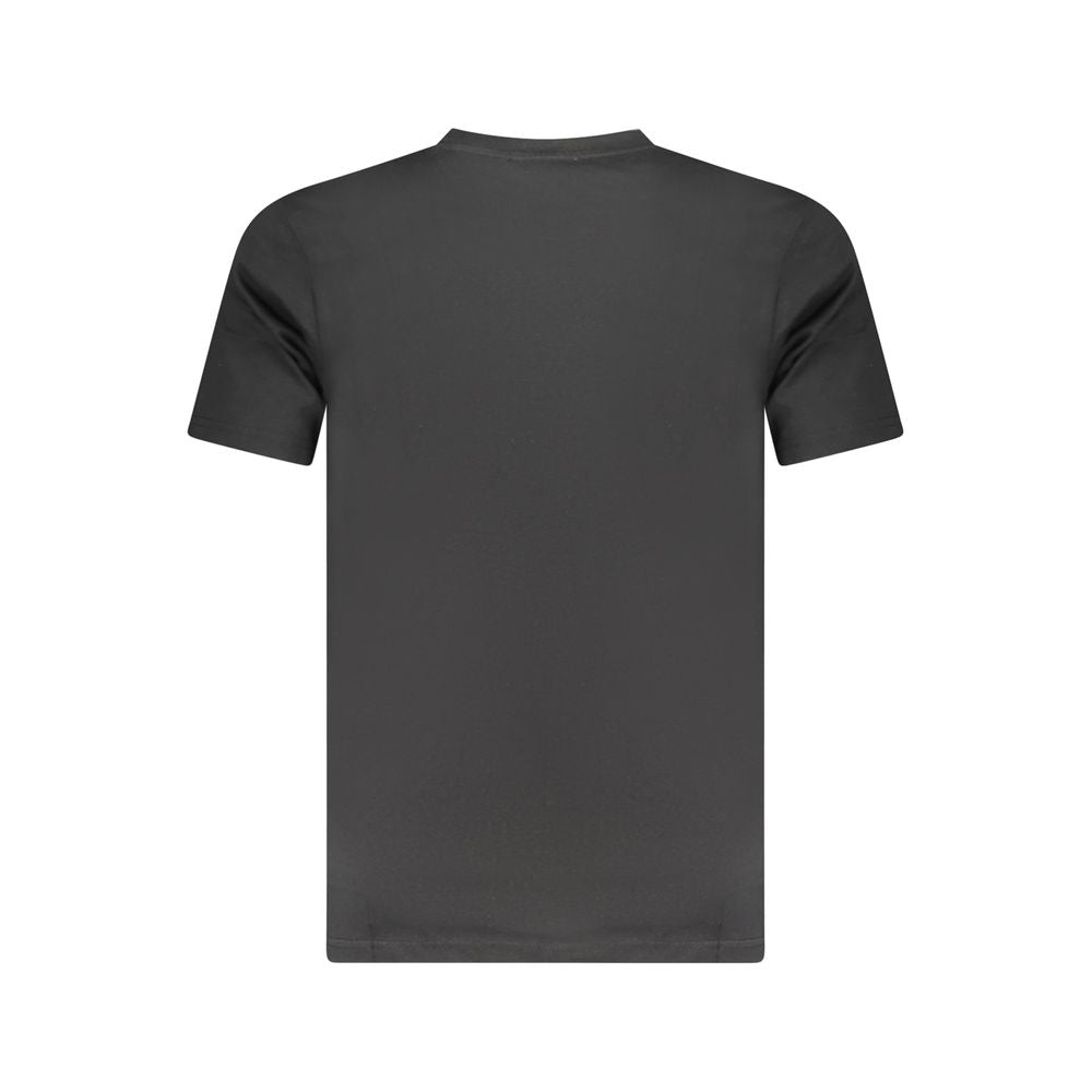 Back view of Cavalli Class Black Cotton Men T-Shirt showcasing minimal design and premium quality material.