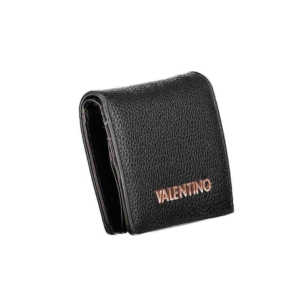 Mario Valentino Black Polyethylene Wallet with coin purse, card spaces, automatic closure, and recycled logo design.