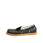 Dolce & Gabbana Brown White Calfskin Leather Loafers Shoes