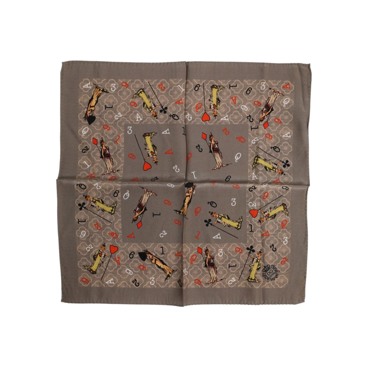 Dolce & Gabbana Brown Silk Printed Square Men Foulard Scarf MS7243