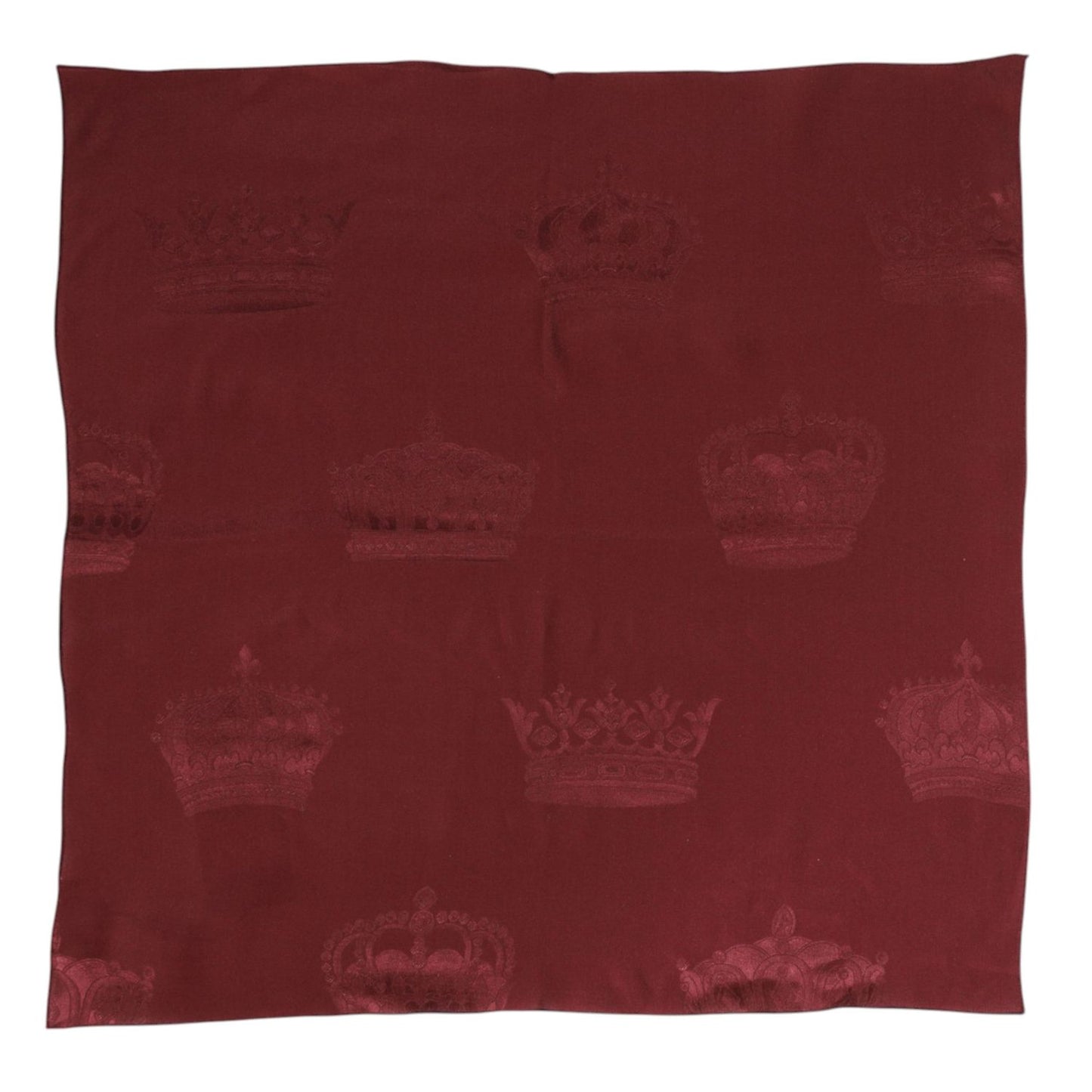 Dolce & Gabbana Maroon Silk Crown Square Men Foulard Scarf MS7245