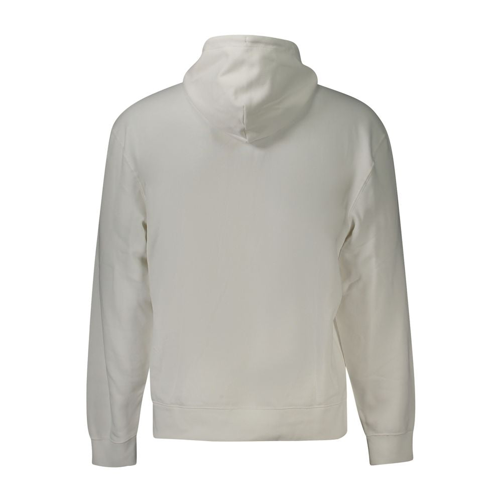 Calvin Klein White Cotton Men Sweater - back view of hooded design, showcasing premium cotton blend material and modern style.