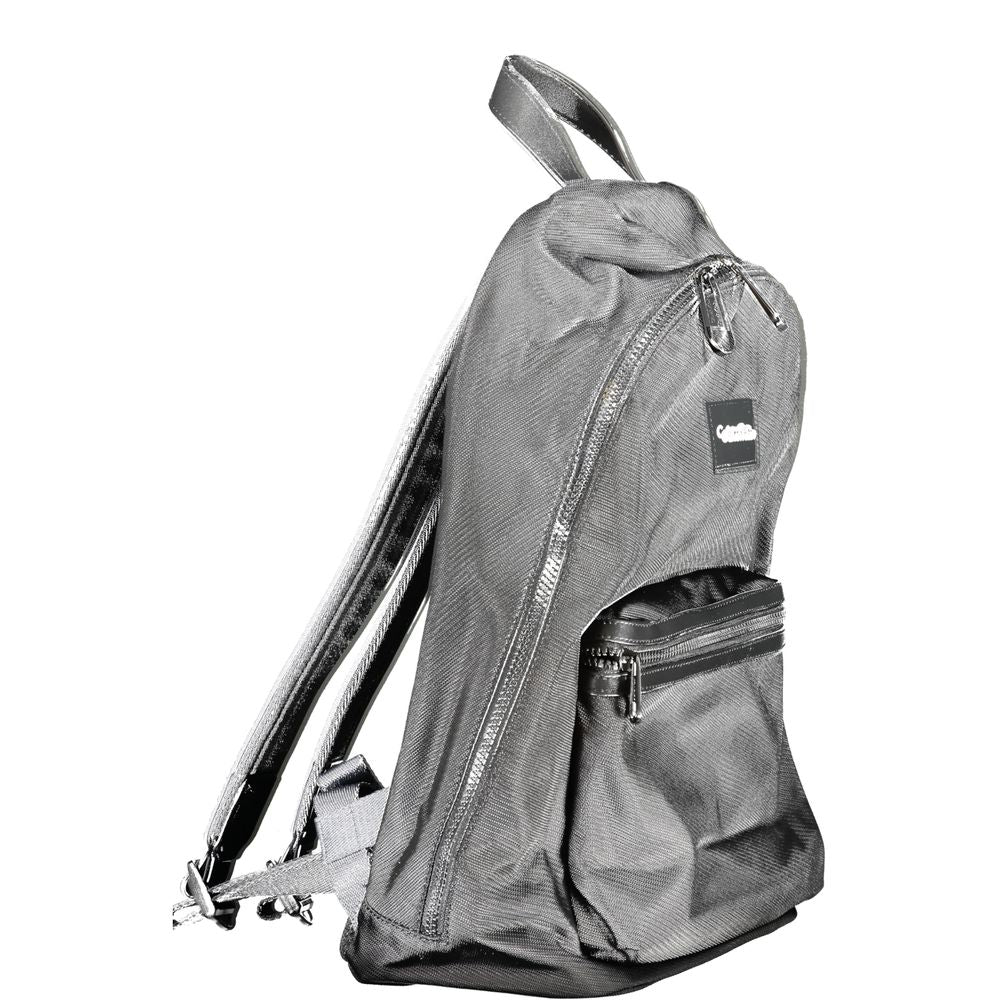 Calvin Klein Black Polyester Backpack with adjustable straps, external and internal pockets, water repellent, and laptop holder.