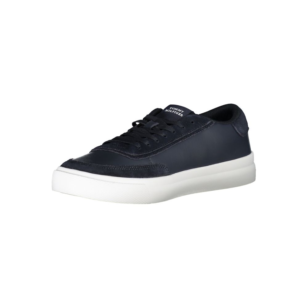 Tommy Hilfiger Blue Polyester Sneaker with laces and logo, ideal sports footwear with contrast details.