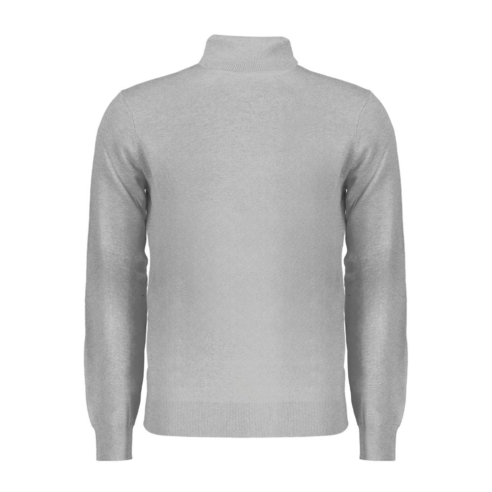 Norway 1963 Gray Polyester Sweater with turtleneck and embroidery, perfect for a cozy long-sleeved look.