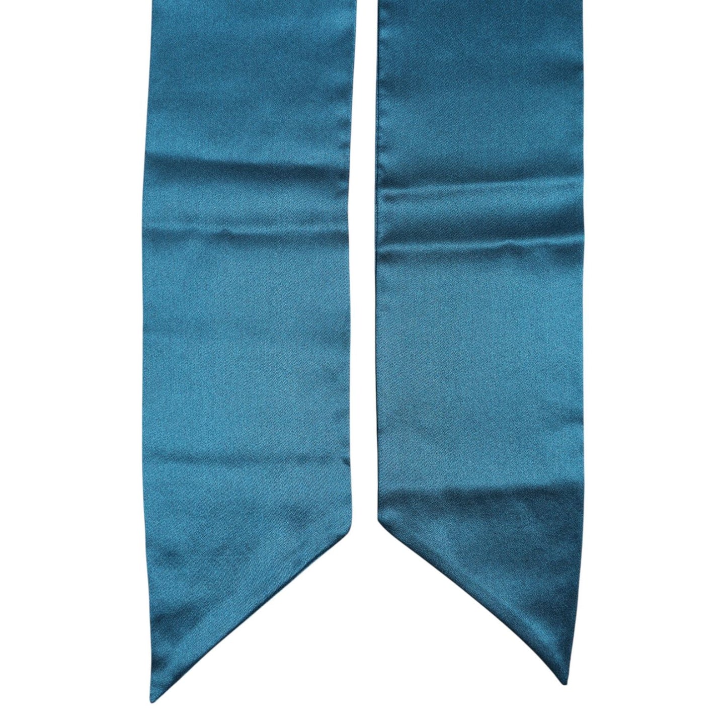 Dolce & Gabbana Blue Satin Silk Skinny Foulard Wrap Scarf