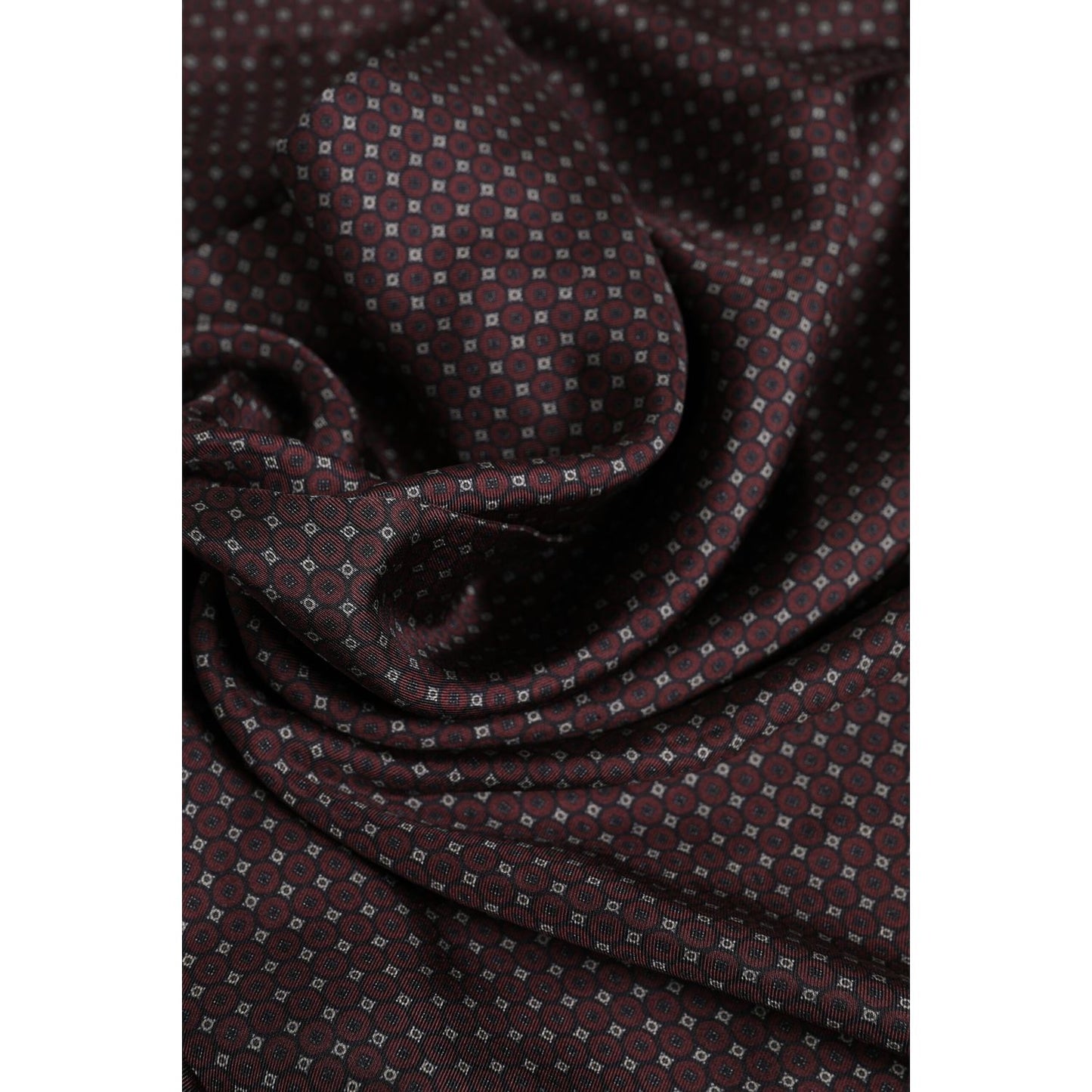 Dolce & Gabbana Maroon Dotted Silk Fringes Foulard Scarf