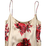 Dolce & Gabbana Beige Floral Spaghetti Strap Sheath Dress