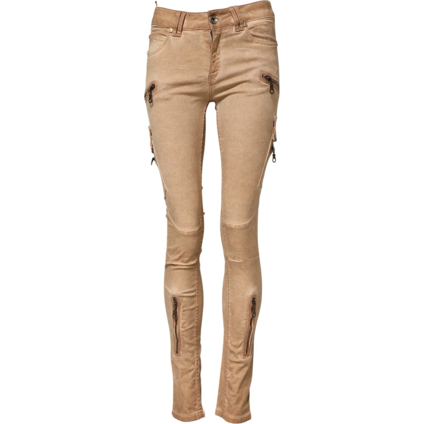 PLEIN SUD Brown Cotton Mid Waist Skinny Denim Jeans