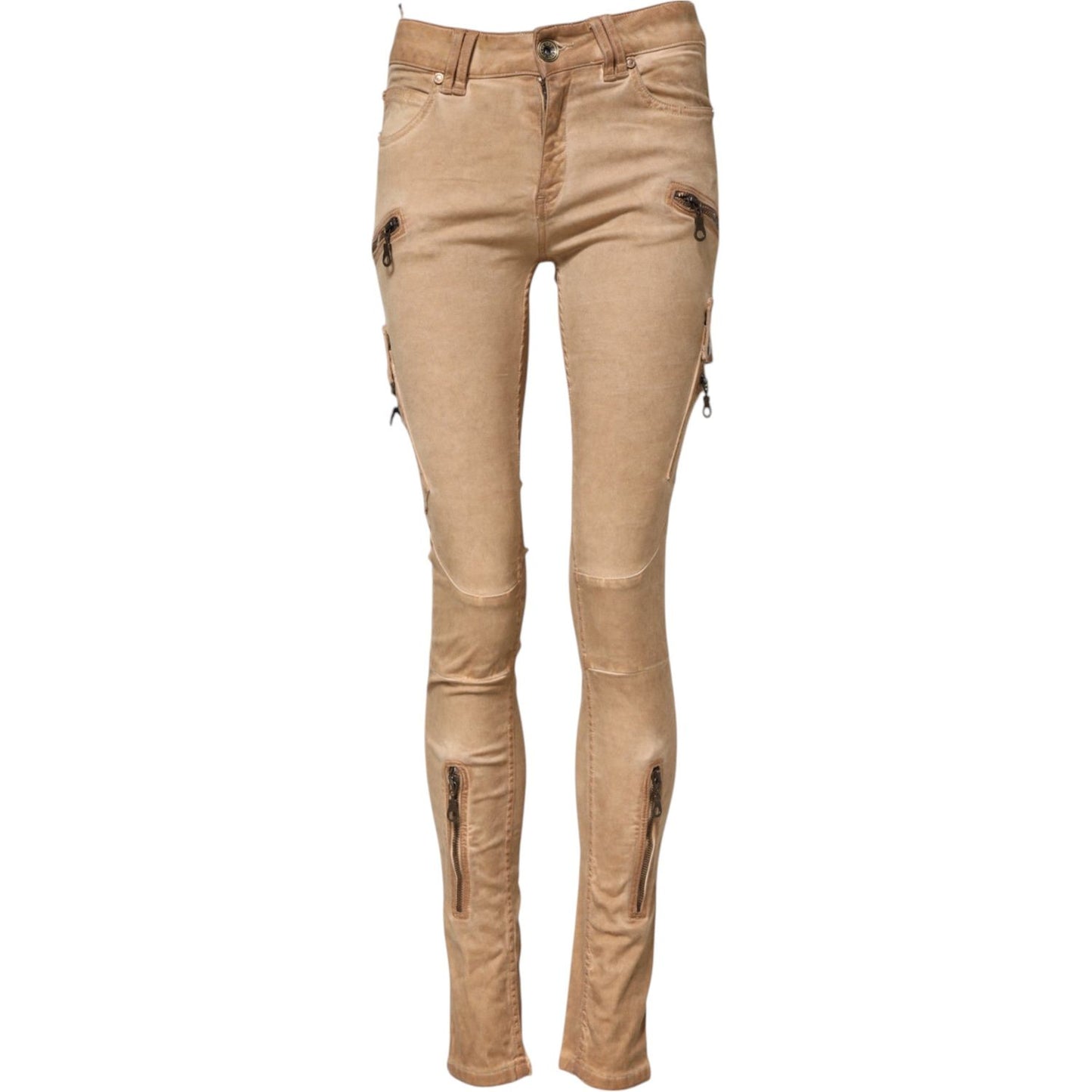 PLEIN SUD Brown Cotton Mid Waist Skinny Denim Jeans