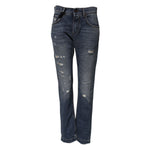 Dolce & Gabbana Blue Cotton Tattered Boyfriend Denim Jeans