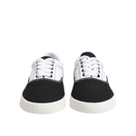 Dolce & Gabbana Black Cotton Canvas Lace Up Men Sneakers Shoes