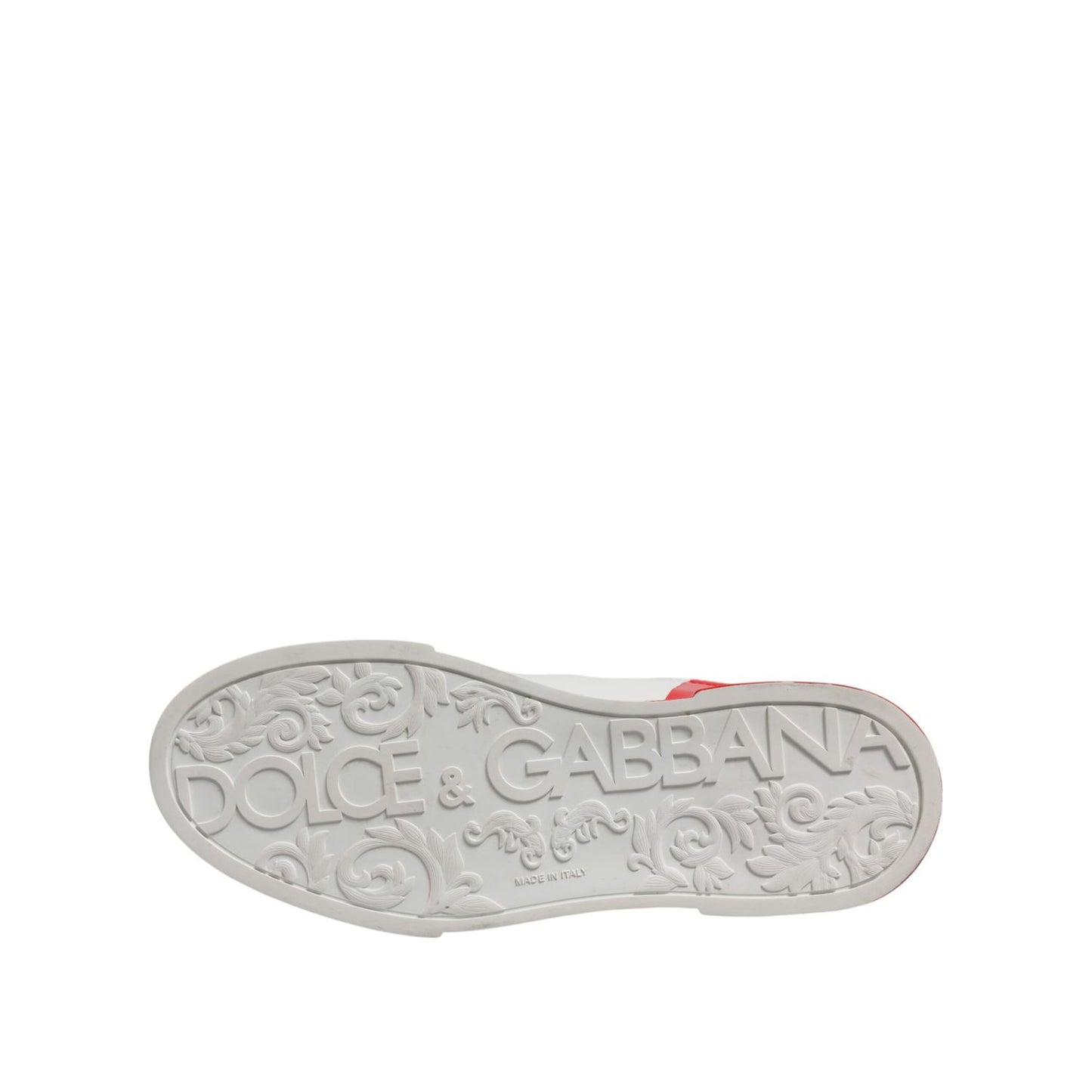 Dolce & Gabbana White Red Logo Low Top Leather Sneakers Shoes