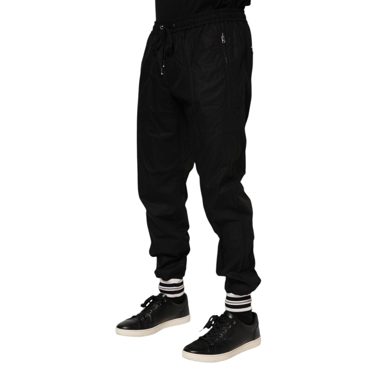 Dolce & Gabbana Black Cotton Logo Tape Men Jogger Pants PAN76248-52