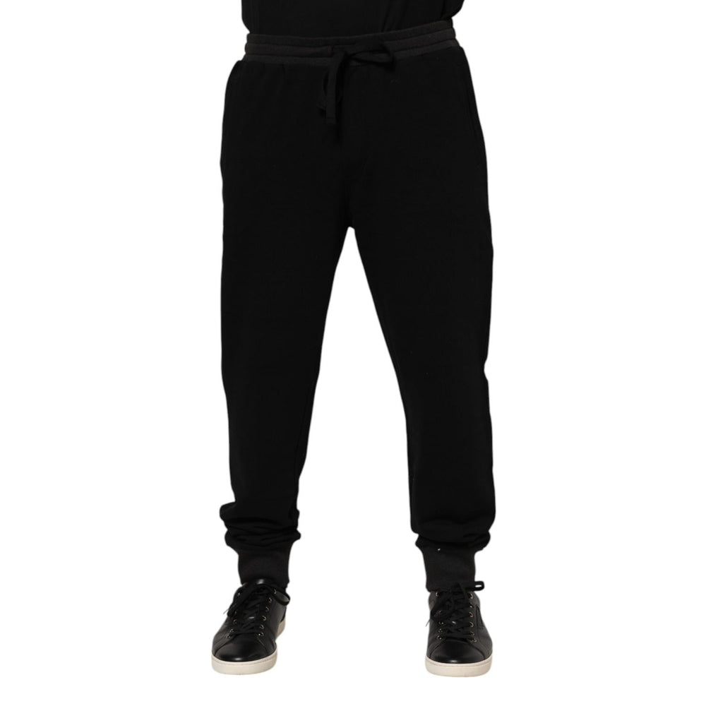 Dolce & Gabbana Black Cotton Crown Jogger Sweatpants Pants