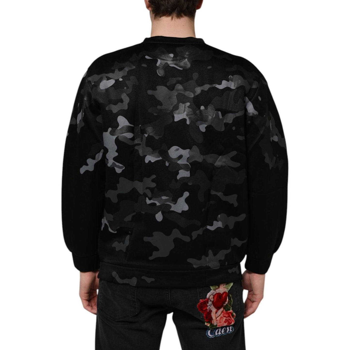 Dolce & Gabbana Black Camouflage Pullover Sweatshirt Sweater TSH906985-46