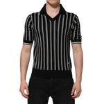 Dolce & Gabbana Black White Stripes Collared Polo T-shirt
