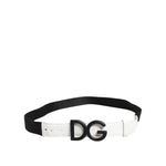 Dolce & Gabbana Black White Metal DG Logo Buckle Belt