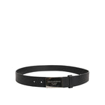 Dolce & Gabbana Black Leather Classic Metal Logo Buckle Belt