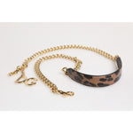 Dolce & Gabbana Brown Leopard Gold Brass Chain Accessory Shoulder Strap WMB549
