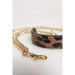 Dolce & Gabbana Brown Leopard Gold Brass Chain Accessory Shoulder Strap WMB549