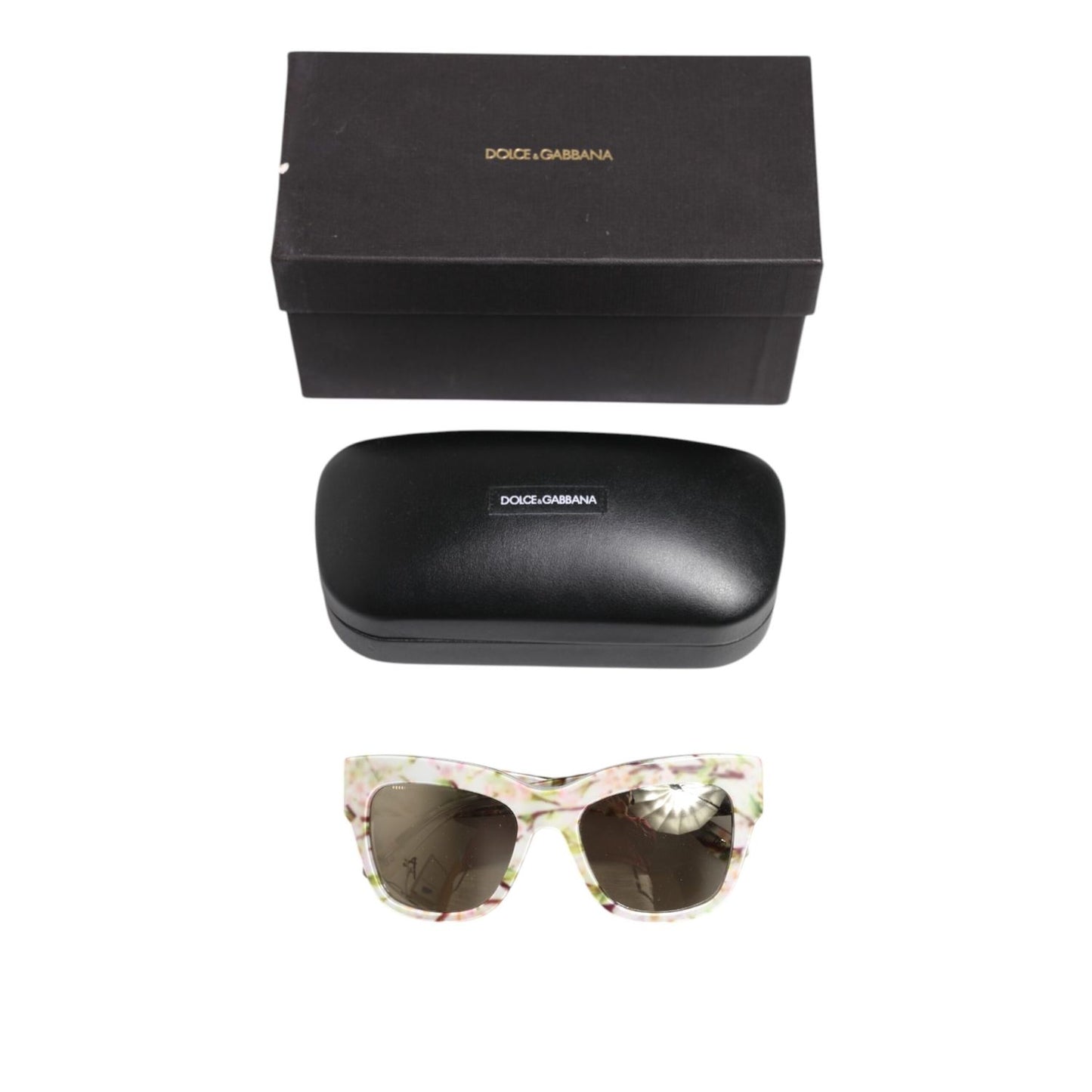 Dolce & Gabbana White DG4231F Floral Acetate Rectangle Shades Sunglasses