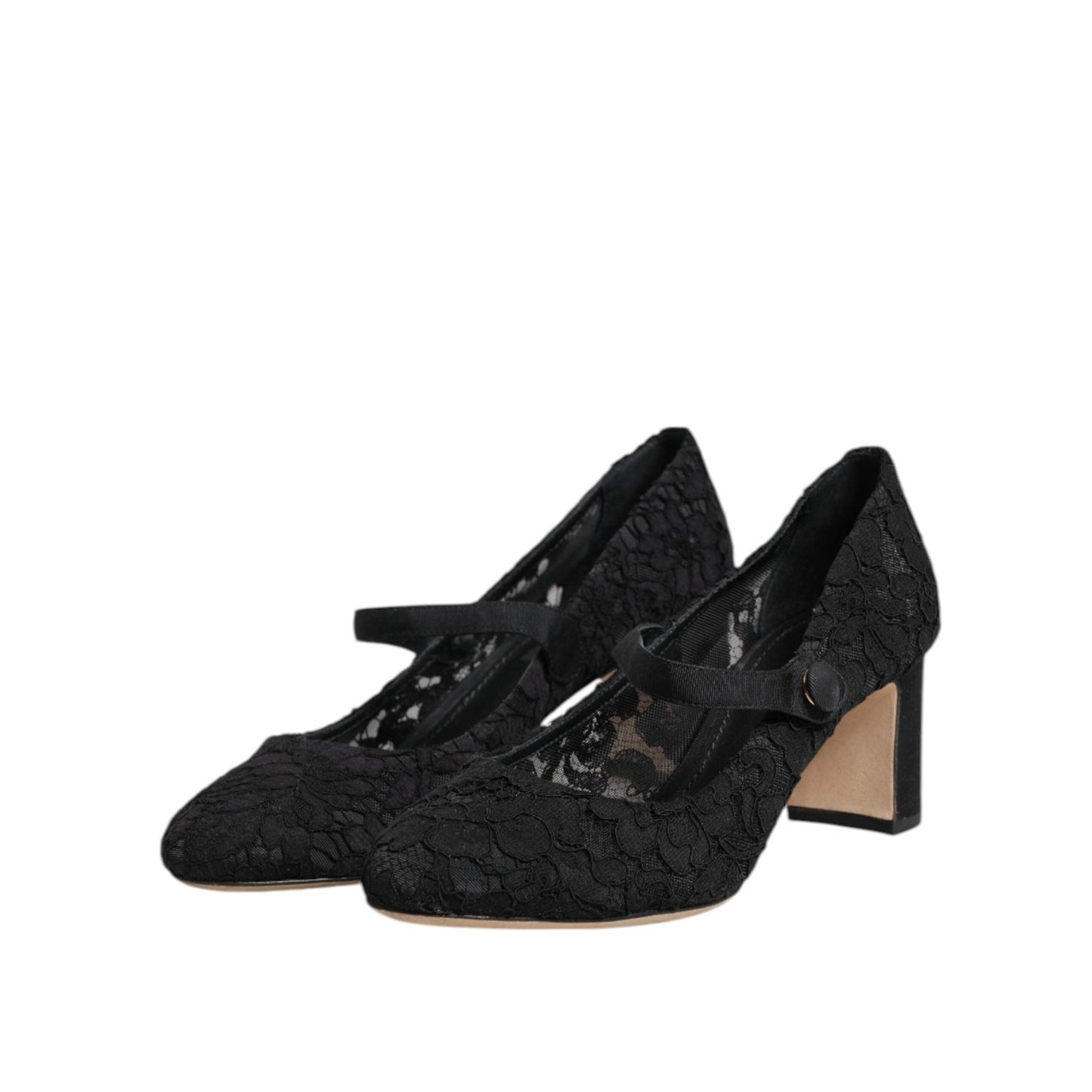 Dolce & Gabbana Black Mary Jane Taormina Lace Pumps Shoes LA12718-40