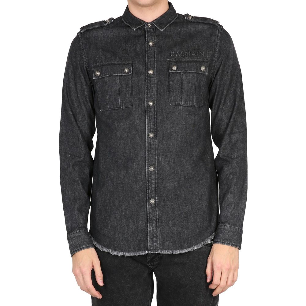 Balmain Black Denim Shirt