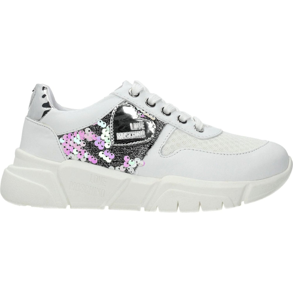 Love Moschino White Fabric Chunky Sneakers