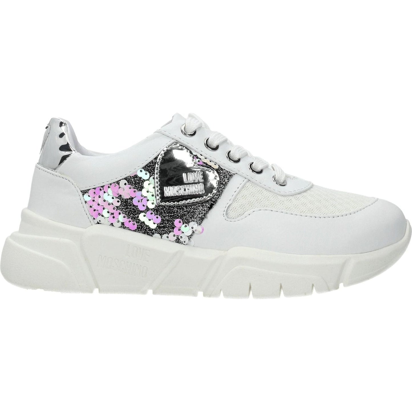 Love Moschino White Fabric Chunky Sneakers