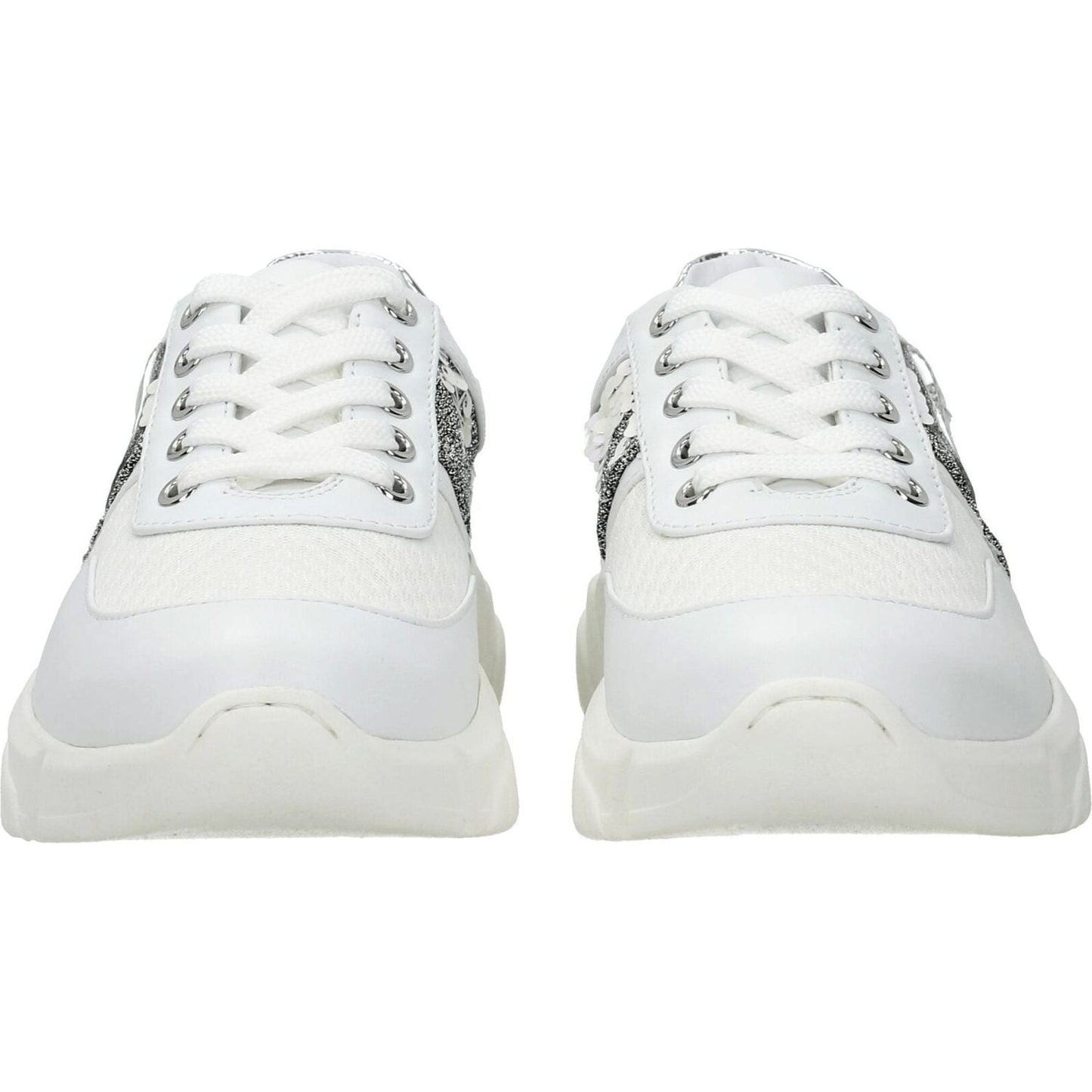 Love Moschino White Fabric Chunky Sneakers