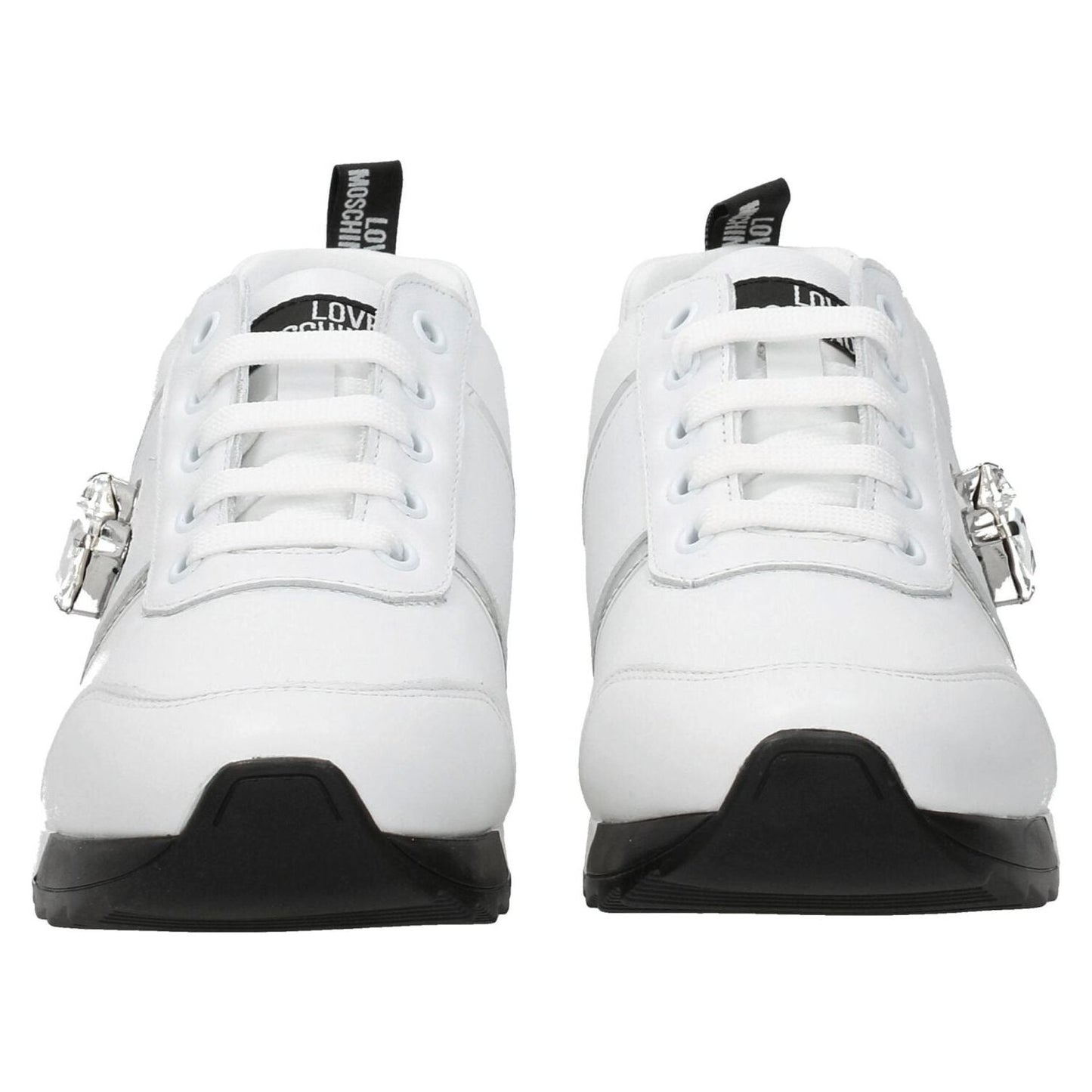 Love Moschino White Leather Low Tops