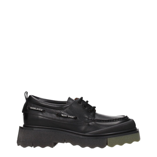 Off-White Black Leather Slip-On Loafers