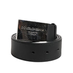 Dolce & Gabbana Black Leather Classic Metal Logo Buckle Belt BEL9496-90